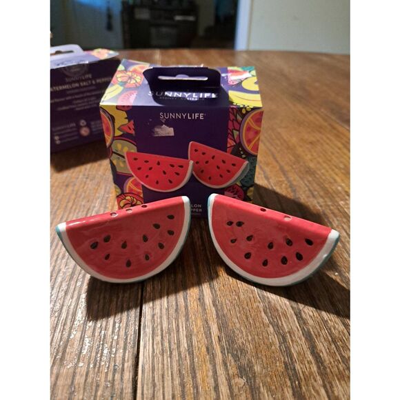 SunnyLife Watermelon Salt Pepper Shaker Set Ceramic Kitchen Summer Seasoning New - Picture 1 of 5